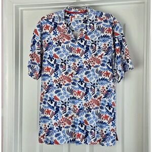 Tommy Bahama Mens Botticelli Toss‎ Tropical Print Silk Camp Shirt Size M Floral